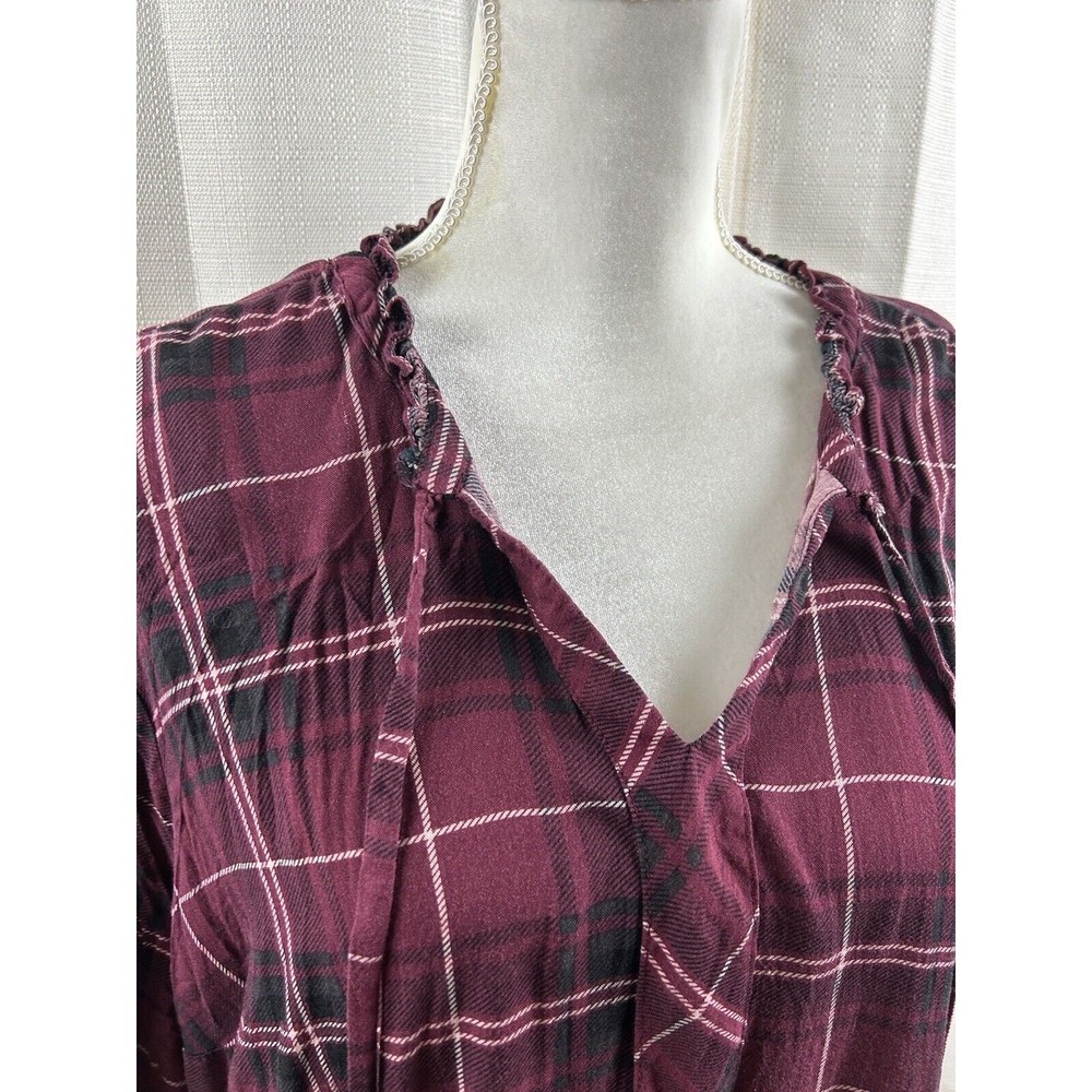 Torrid Rayon Twill Tie Neck Plaid Peasant Top Womens Plus Size 3X - Picture 7 of 14